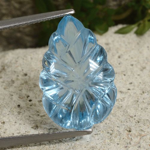 11.31ct Naturale Celeste Topazio, Taglio a fiore, Trasparente