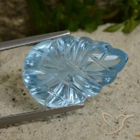 Topazio Celeste naturale da 11.31 ct, Taglio a fiore, Trasparente