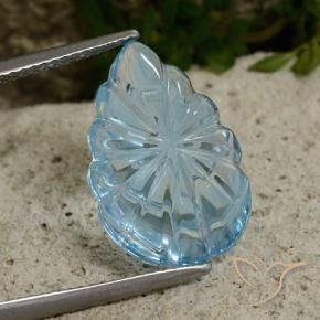 Topazio Celeste naturale da 11.31 ct, Taglio a fiore, Trasparente