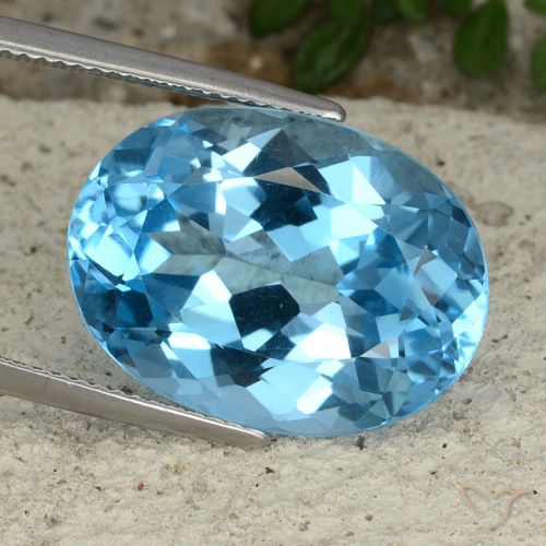 22.38ct Naturale Blu svizzero Topazio, Ovale, VVS-VS