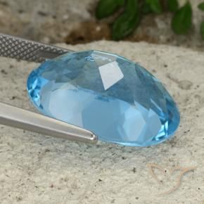 Topazio Blu svizzero naturale da 22.38 ct, Ovale, VVS-VS