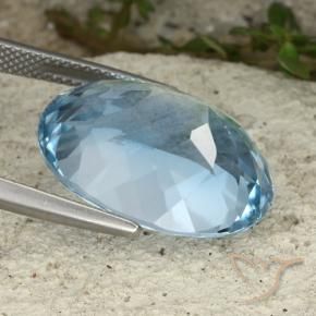 Topazio Celeste naturale da 23.22 ct, Ovale, VVS