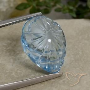 Topazio Blu svizzero naturale da 9.03 ct, Taglio a fiore, Trasparente