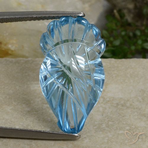 17.50ct Naturale Celeste Topazio, Taglio a fantasia, Trasparente
