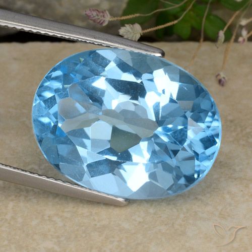 21.97ct Naturale Celeste Topazio, Ovale, VVS-VS