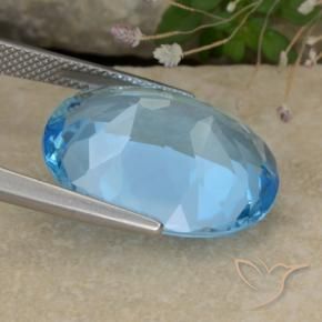 Topazio Celeste naturale da 21.97 ct, Ovale, VVS-VS