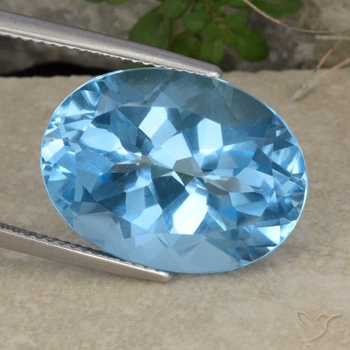 21.58ct Naturale Celeste Topazio, Ovale, VVS-VS