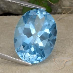 Topazio Celeste naturale da 21.58 ct, Ovale, VVS-VS