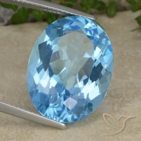 Topazio Blu svizzero naturale da 22.02 ct, Ovale, VVS-VS