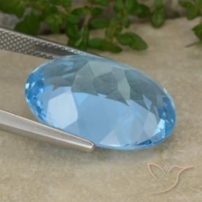 Topazio Blu svizzero naturale da 22.02 ct, Ovale, VVS-VS