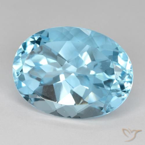 Topazio Celeste naturale da 22.83 ct, Ovale, VVS-VS