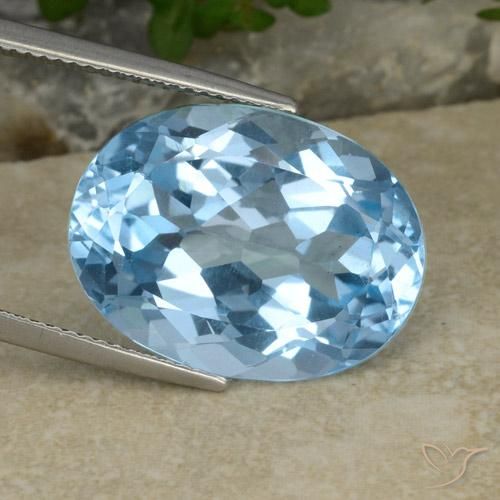 21.75ct Naturale Blu svizzero Topazio, Ovale, VVS-VS