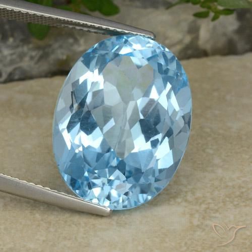 Topazio Blu svizzero naturale da 21.75 ct, Ovale, VVS-VS