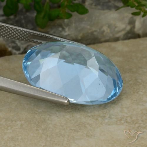 Topazio Blu svizzero naturale da 21.75 ct, Ovale, VVS-VS