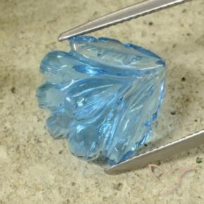 Topazio Blu svizzero naturale da 13.37 ct, Taglio a fiore, Trasparente