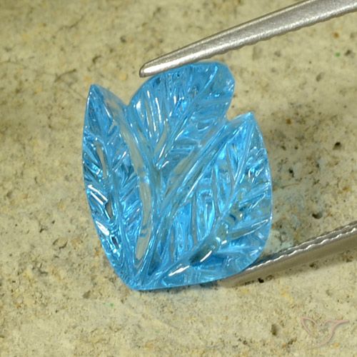 Topazio Blu svizzero naturale da 7.81 ct, Taglio a fiore, Trasparente