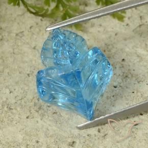 Topazio Blu svizzero naturale da 7.69 ct, Taglio a fiore, Trasparente