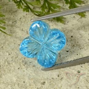 Topazio Blu svizzero naturale da 8.41 ct, Taglio a fiore, Trasparente