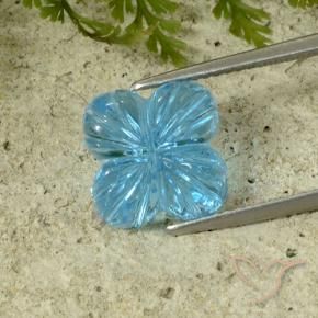 Topazio Blu svizzero naturale da 8.41 ct, Taglio a fiore, Trasparente