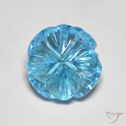 2.95ct Naturale Blu svizzero Topazio, Taglio a fiore, Trasparente