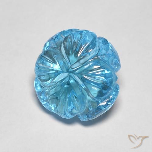 Topazio Blu svizzero naturale da 2.95 ct, Taglio a fiore, Trasparente