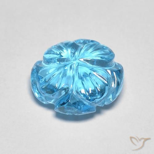 Topazio Blu svizzero naturale da 2.95 ct, Taglio a fiore, Trasparente