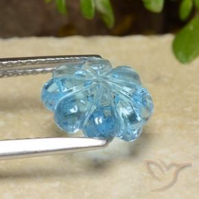 Topazio Celeste naturale da 3.47 ct, Taglio a fiore, Trasparente
