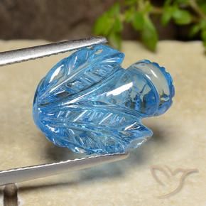 Topazio Blu svizzero naturale da 11.60 ct, Taglio a fiore, Trasparente