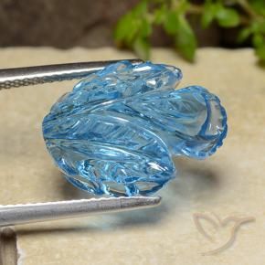 Topazio Blu svizzero naturale da 11.60 ct, Taglio a fiore, Trasparente