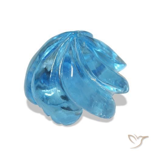 Topazio Blu scuro naturale da 17.92 ct, Taglio a fiore, Trasparente