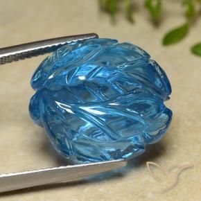 Topazio Blu svizzero naturale da 27.42 ct, Taglio a fiore, Trasparente
