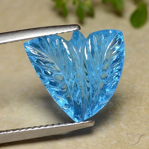 9.03ct Naturale Blu svizzero Topazio, Taglio a fiore, Trasparente
