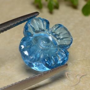 Topazio Blu svizzero naturale da 7.40 ct, Taglio a fiore, Trasparente