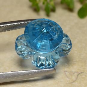 Topazio Blu svizzero naturale da 7.40 ct, Taglio a fiore, Trasparente