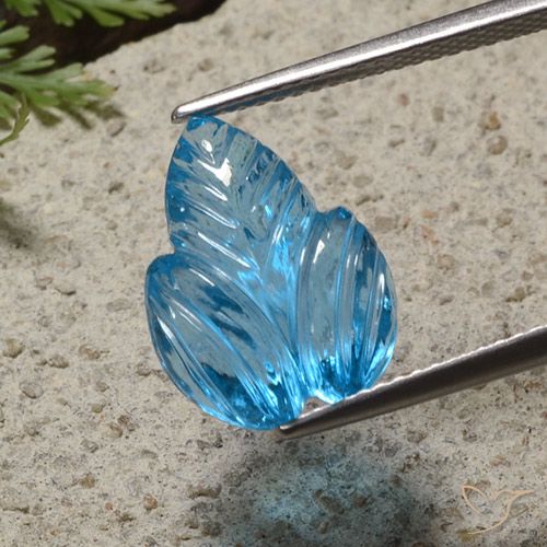 Topazio Blu svizzero naturale da 7.70 ct, Taglio a fiore, Trasparente