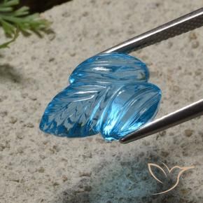 Topazio Blu svizzero naturale da 7.70 ct, Taglio a fiore, Trasparente