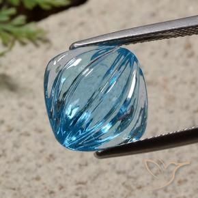 Topazio Blu svizzero naturale da 7.48 ct, Cuscino, Trasparente