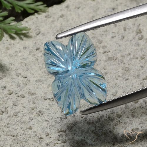 Topazio Blu svizzero naturale da 5.72 ct, Taglio a fiore, Trasparente