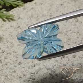 Topazio Blu svizzero naturale da 5.72 ct, Taglio a fiore, Trasparente
