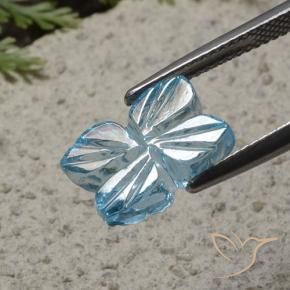 Topazio Blu svizzero naturale da 5.72 ct, Taglio a fiore, Trasparente