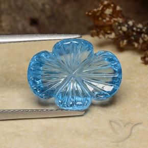 Topazio Blu svizzero naturale da 9.28 ct, Taglio a fiore, Trasparente