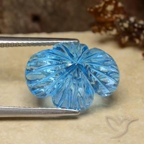 Topazio Blu svizzero naturale da 9.28 ct, Taglio a fiore, Trasparente