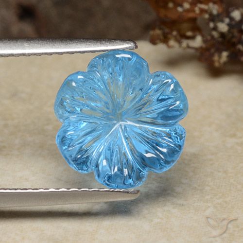 Topazio Blu svizzero naturale da 5.95 ct, Taglio a fiore, Trasparente