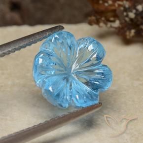 Topazio Blu svizzero naturale da 5.95 ct, Taglio a fiore, Trasparente