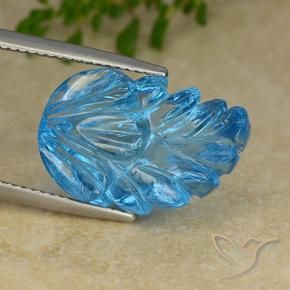 Topazio Blu svizzero naturale da 15.58 ct, Taglio a fiore, Trasparente