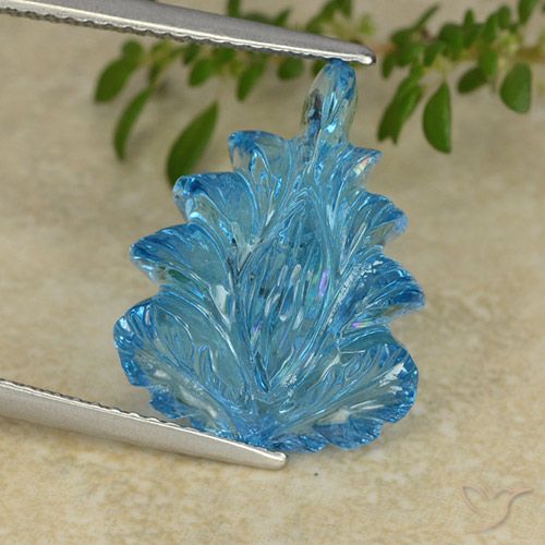 Topazio Blu svizzero naturale da 12.05 ct, Taglio a fiore, Trasparente