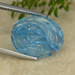 Topazio Blu svizzero naturale da 15.14 ct, Taglio a fiore, Trasparente