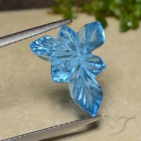 Topazio Blu svizzero naturale da 6.80 ct, Taglio a fiore, Trasparente