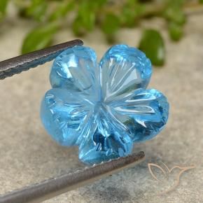 Topazio Blu svizzero naturale da 7.59 ct, Taglio a fiore, Trasparente