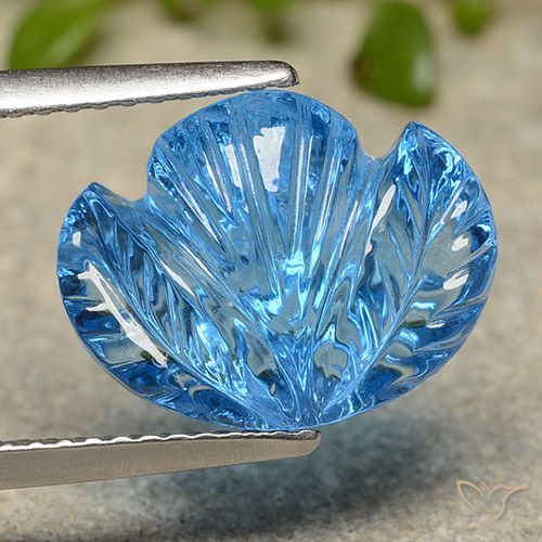 7.36ct Naturale Blu svizzero Topazio, Taglio a fiore, Trasparente